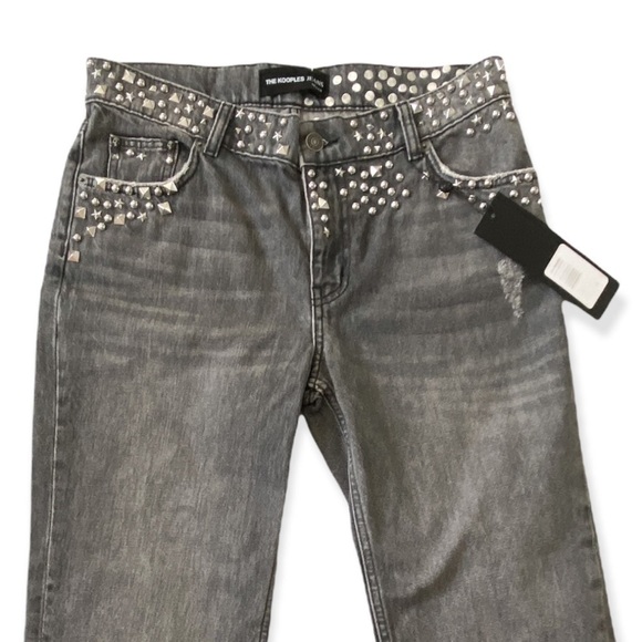 NWT The Kooples Jeans Nelly Studded Gray Low Rise Jeans, Size 26 - Picture 3 of 14